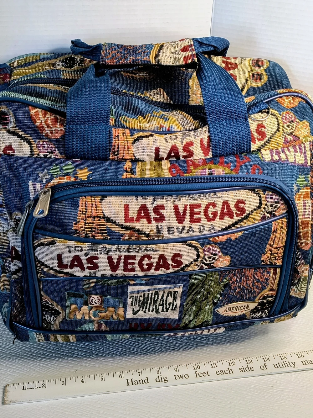 Las Vegas Printed Blue Travel Duffle Bag